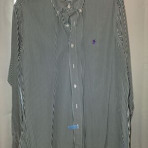 Ralph Lauren Green and White Striped Shirt